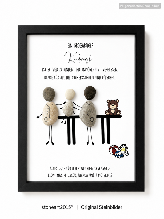 Kieselsteinbild Ein großartiger Kinderarzt – Geschenk für Kinderarzt, handgemachtes Steinbild