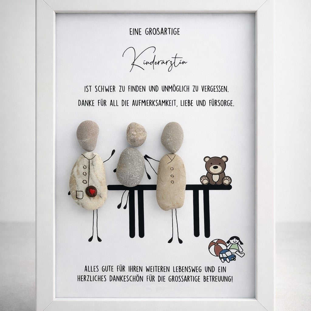 Kieselsteinbild Ein großartiger Kinderarzt – Geschenk für Kinderarzt, handgemachtes Steinbild