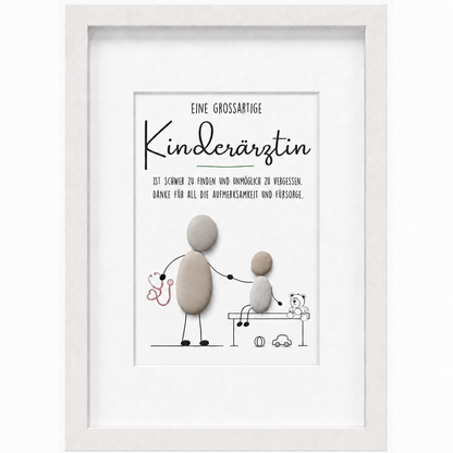 Kieselsteinbild Eine großartige Kinderärztin – Geschenk für Kinderärztin, handgemachtes Steinbild