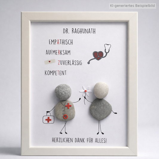 Kieselsteinbild Arzt – Geschenk für Arzt, handgemachtes Steinbild