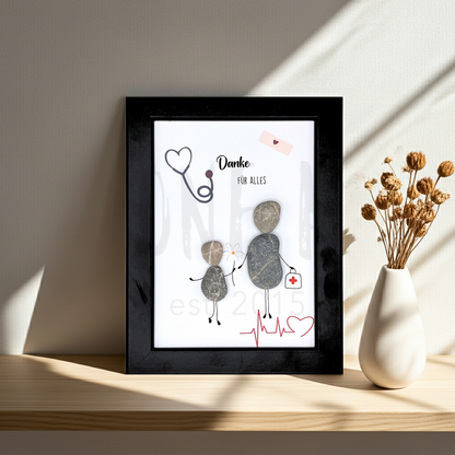 Steinbild Danke für alles gerahmt im Wohnzimmer – handgemachtes Dankeschön-Geschenk