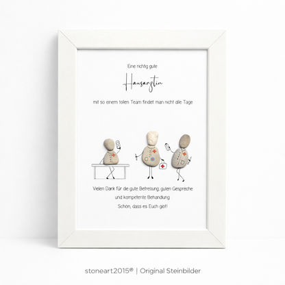 Kieselsteinbild Hausarzt – Geschenk für Hausarzt, handgemachtes Steinbild