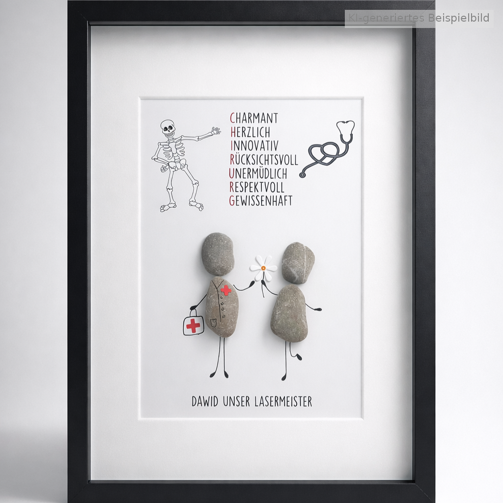 Kieselsteinbild Orthopäde – Geschenk für Orthopäde, handgemachtes Steinbild