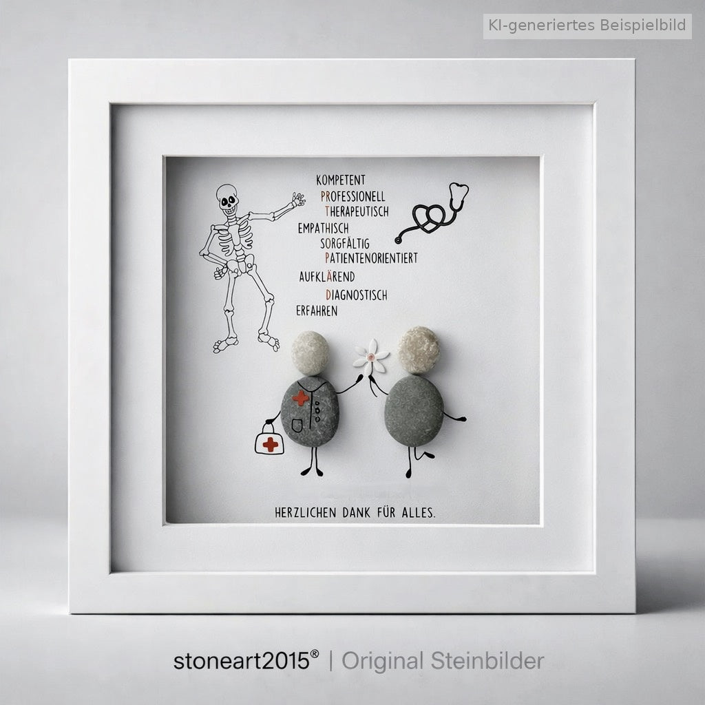 Kieselsteinbild Orthopäde – Geschenk für Orthopäde, handgemachtes Steinbild