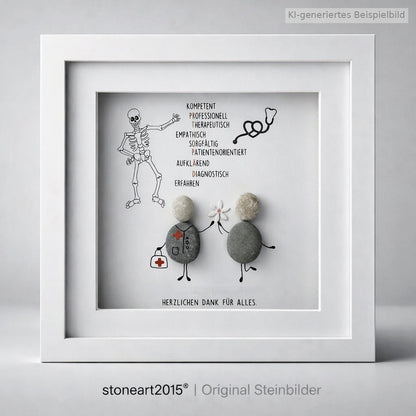 Kieselsteinbild Orthopäde – Geschenk für Orthopäde, handgemachtes Steinbild