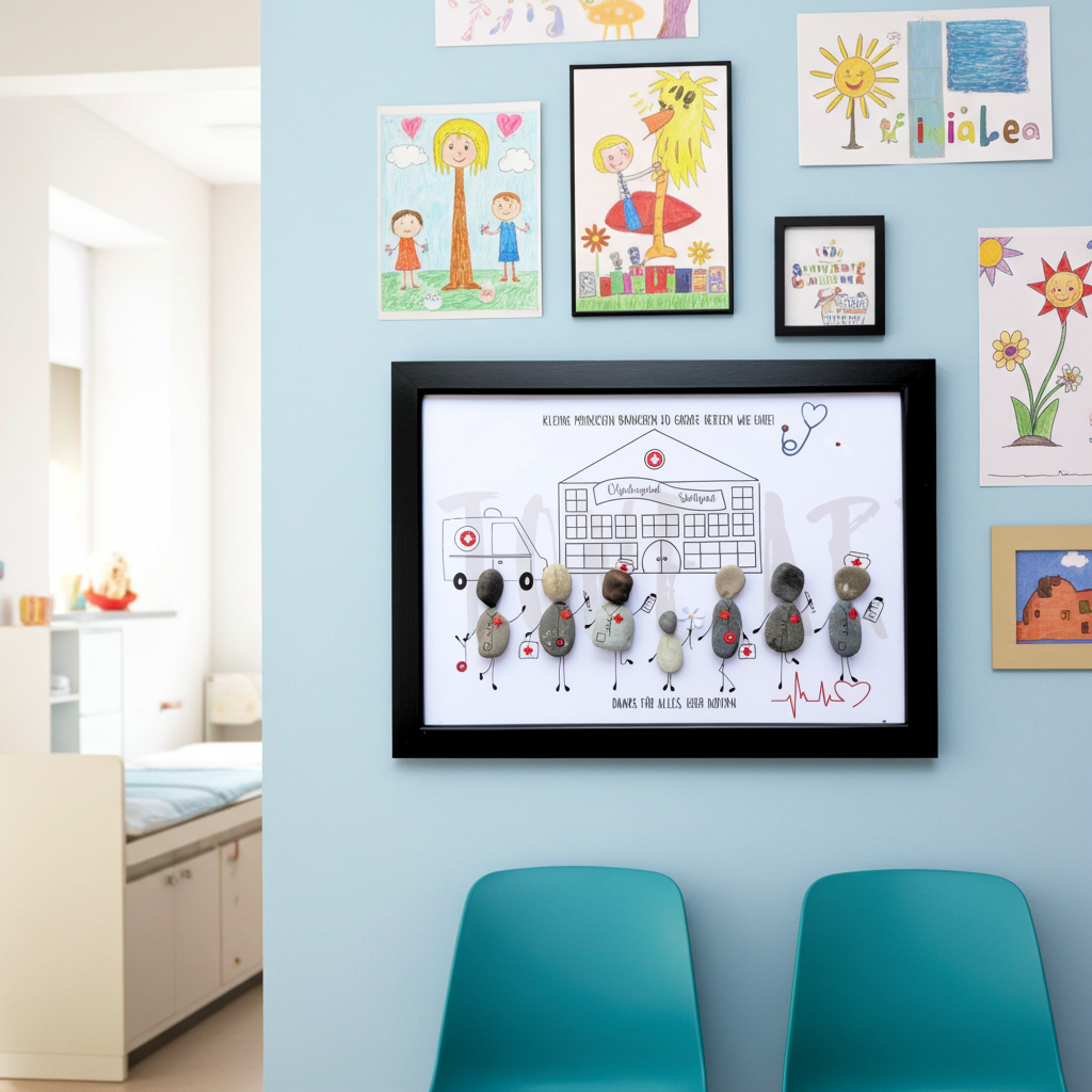 ARZT19_ Geschenk für Ärzte - Steinbild Krankenhaus handgemacht und personalisierbar