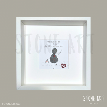 Handgefertigtes Steinbild mit Spruch zur Wertschätzung für die beste Ärztin – perfektes Geschenk für Hausärztinnen oder Kolleginnen zum Abschied oder Dank.