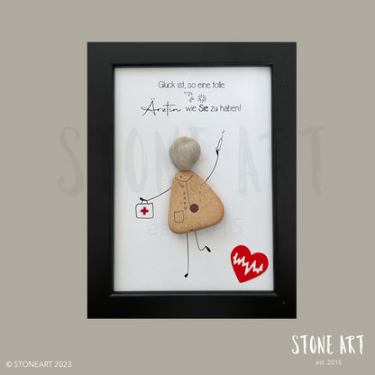 Handgefertigtes Steinbild mit Spruch zur Wertschätzung für die beste Ärztin – perfektes Geschenk für Hausärztinnen oder Kolleginnen zum Abschied oder Dank.