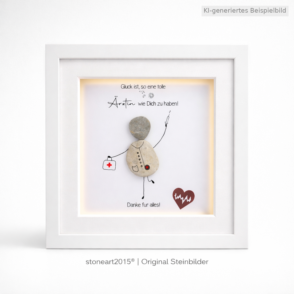Kieselsteinbild Glück ist so eine tolle Ärztin – Geschenk für Ärztin, handgemachtes Steinbild