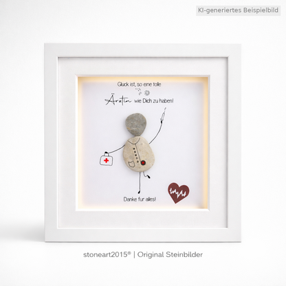 Kieselsteinbild Glück ist so eine tolle Ärztin – Geschenk für Ärztin, handgemachtes Steinbild