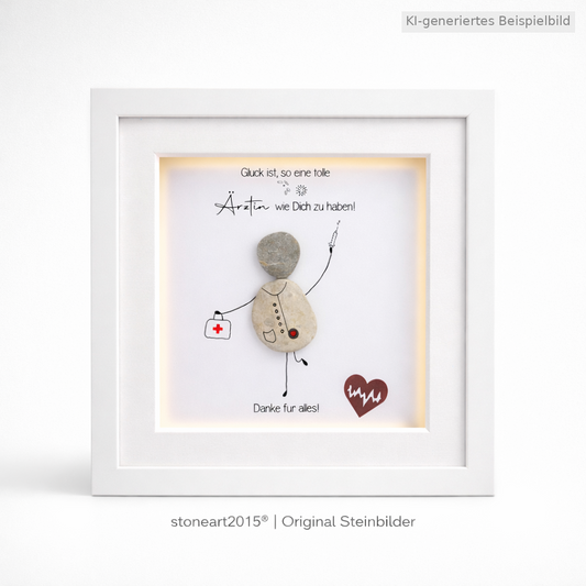 Kieselsteinbild Glück ist so eine tolle Ärztin – Geschenk für Ärztin, handgemachtes Steinbild