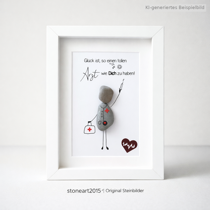 Kieselsteinbild Glück ist so einen tollen Arzt – Geschenk für Arzt, handgemachtes Steinbild