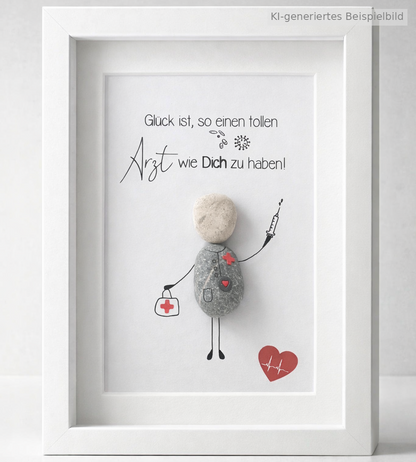Kieselsteinbild Glück ist so einen tollen Arzt – Geschenk für Arzt, handgemachtes Steinbild