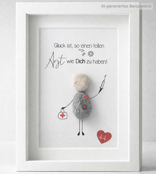 Kieselsteinbild Glück ist so einen tollen Arzt – Geschenk für Arzt, handgemachtes Steinbild