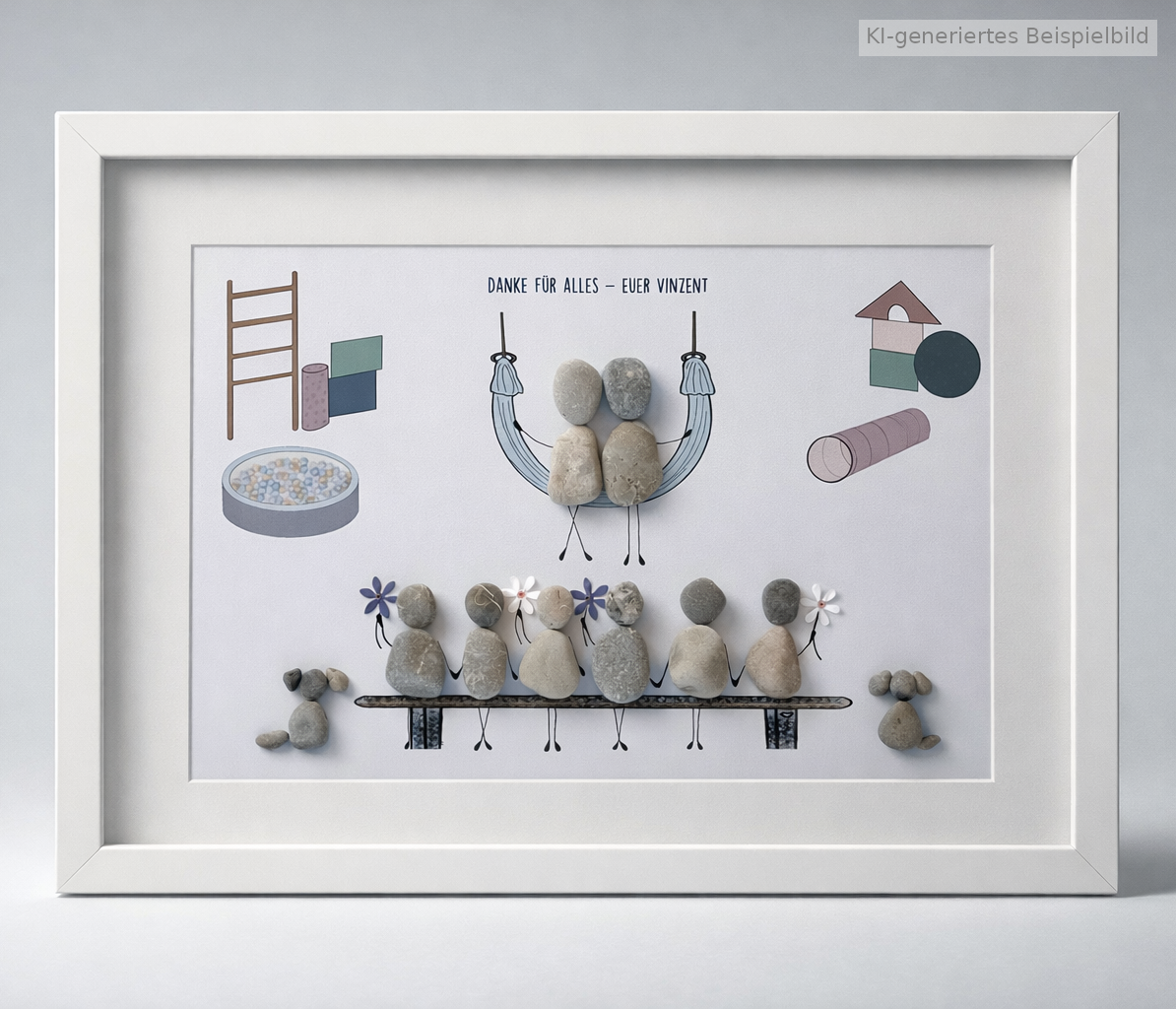 Kieselsteinbild Ergotherapie – Geschenk zur Praxiseröffnung, handgemachtes Steinbild