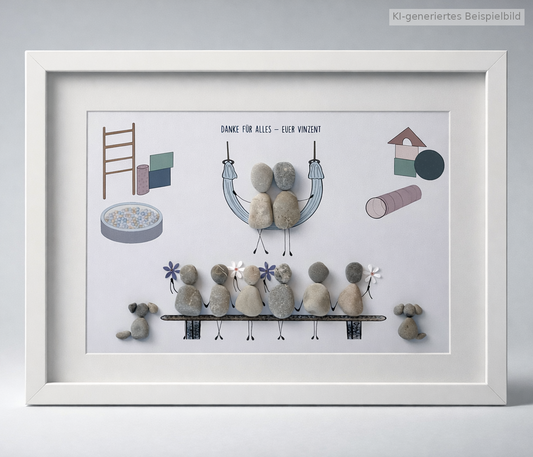 Kieselsteinbild Ergotherapie – Geschenk zur Praxiseröffnung, handgemachtes Steinbild