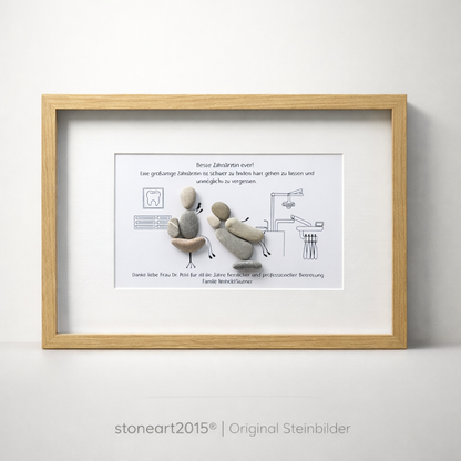 Kieselsteinbild Bester Zahnarzt – Geschenk für Zahnarzt, handgemachtes Steinbild