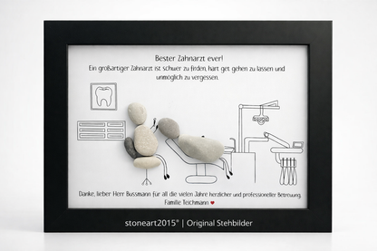 Kieselsteinbild Bester Zahnarzt – Geschenk für Zahnarzt, handgemachtes Steinbild
