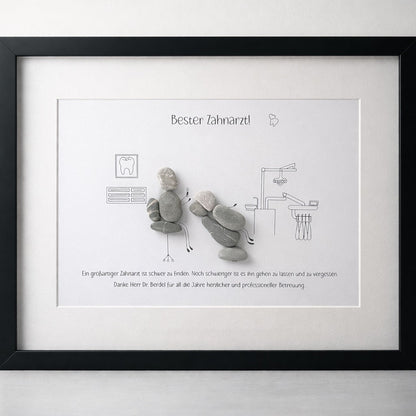 Kieselsteinbild Bester Zahnarzt – Geschenk für Zahnarzt, handgemachtes Steinbild
