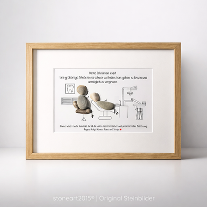 Kieselsteinbild Bester Zahnarzt – Geschenk für Zahnarzt, handgemachtes Steinbild
