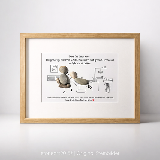 Kieselsteinbild Bester Zahnarzt – Geschenk für Zahnarzt, handgemachtes Steinbild