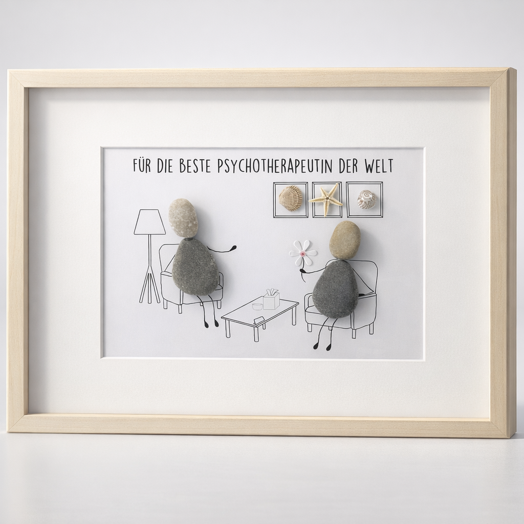 Kieselsteinbild Psychotherapeut – Geschenk mit Wertschätzung & Herz, handgemachtes Steinbild