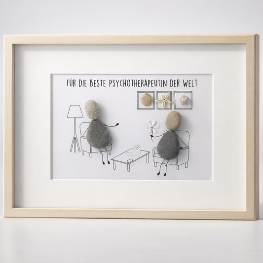 Kieselsteinbild Psychotherapeut – Geschenk mit Wertschätzung & Herz, handgemachtes Steinbild