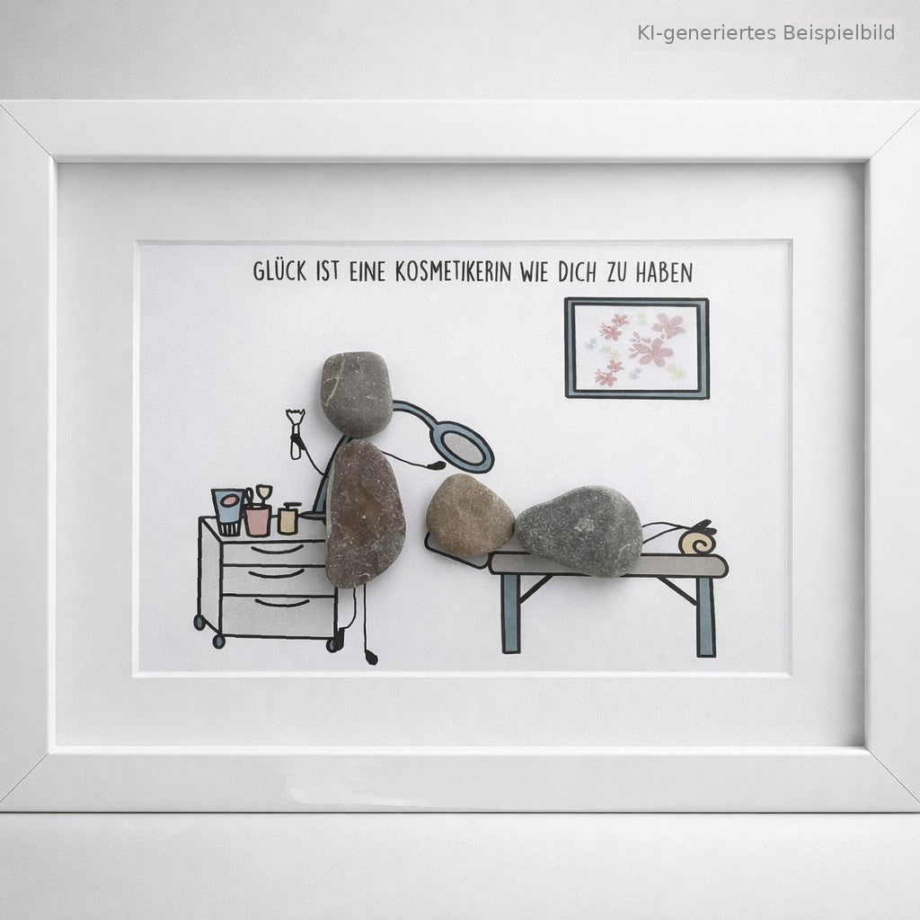 Kieselsteinbild Glueck ist eine Kosmetikerin wie dich - Geschenk fuer Kosmetikerin, handgemachtes Steinbild