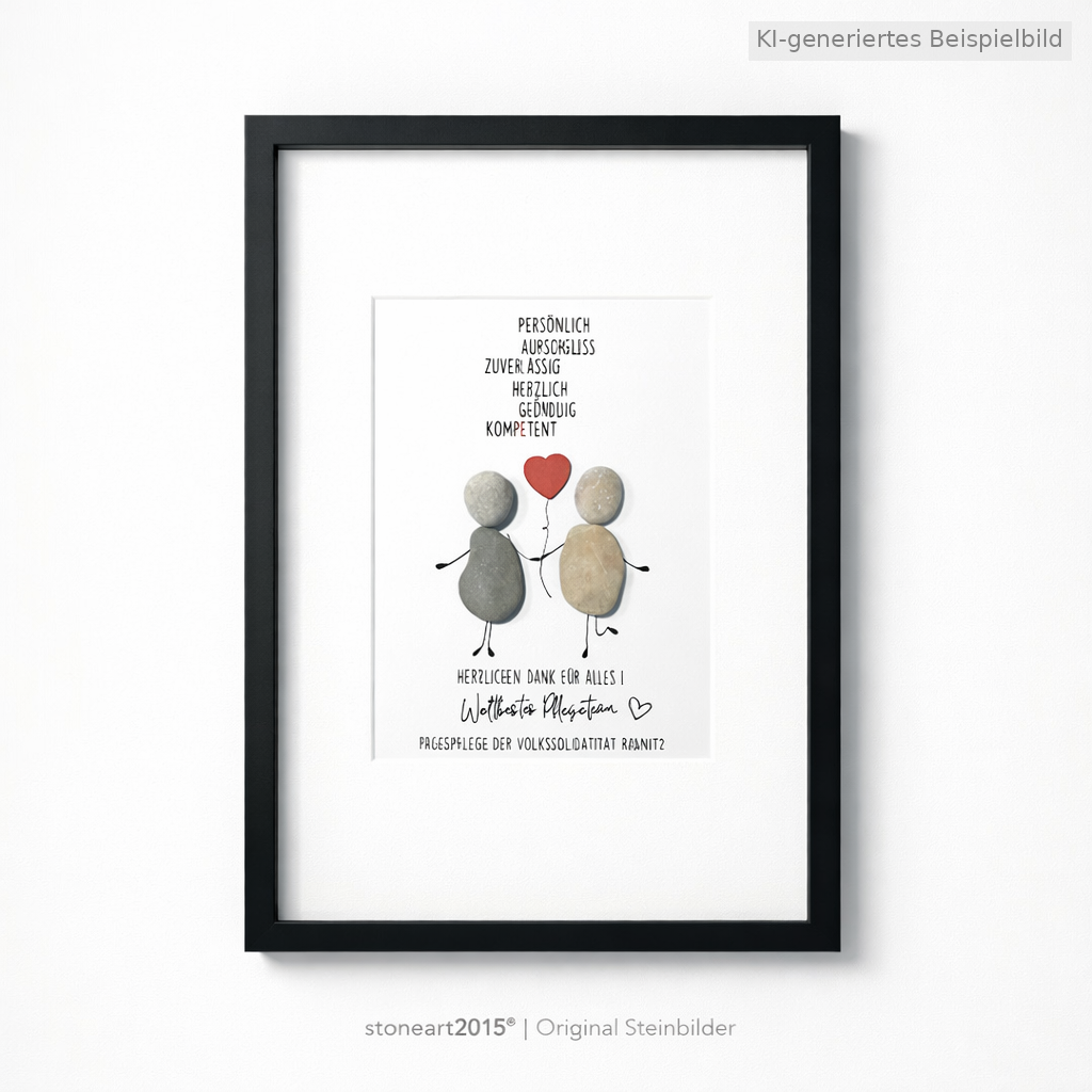 Kieselsteinbild Weltbestes Pflegeteam – Geschenk für Krankenschwester, handgemachtes Steinbild
