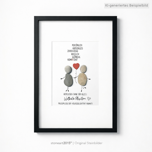 Kieselsteinbild Weltbestes Pflegeteam – Geschenk für Krankenschwester, handgemachtes Steinbild