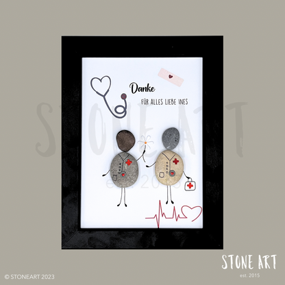 Steinbild Arzt „Danke für alles" – Kieselsteine handgemacht, Abschiedsgeschenk für Ärzte