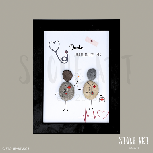 Steinbild Arzt „Danke für alles" – Kieselsteine handgemacht, Abschiedsgeschenk für Ärzte