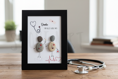Steinbild Arzt Danke für alles gerahmt in Praxis – handgemachtes Abschiedsgeschenk