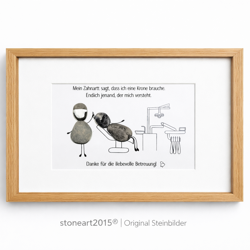 Kieselsteinbild Therapiegespräch – Geschenk für Therapeuten, handgemachtes Steinbild