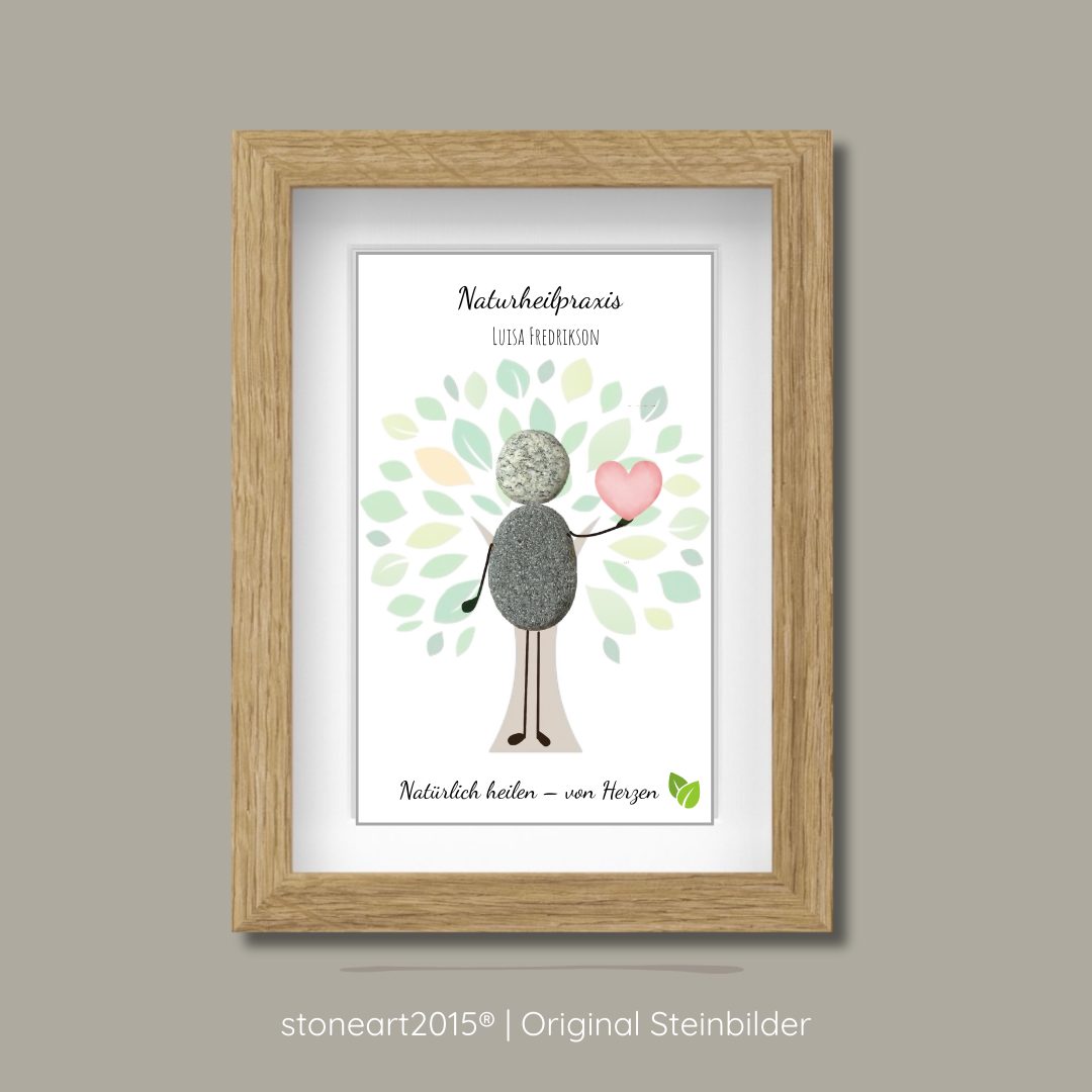 Handgefertigtes Kieselsteinbild als Geschenk für Heilpraktiker aus Naturkieseln – StoneArt2015
