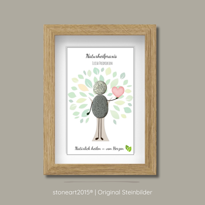 Handgefertigtes Kieselsteinbild als Geschenk für Heilpraktiker aus Naturkieseln – StoneArt2015
