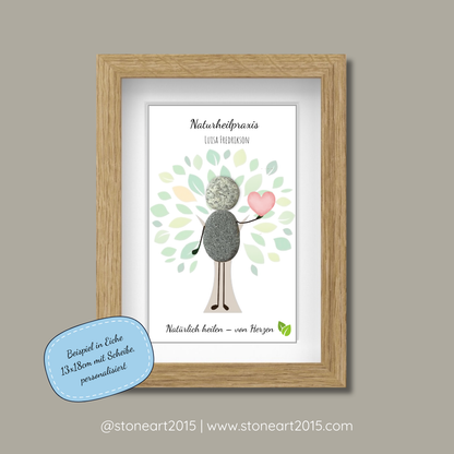 Handgefertigtes Kieselsteinbild als Geschenk für Heilpraktiker aus Naturkieseln – StoneArt2015
