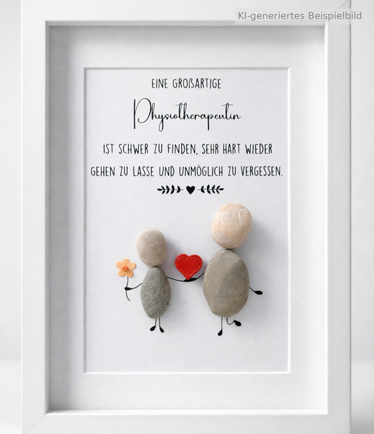 Handgemachtes Steinbild mit Text Eine großartige Physiotherapeutin – Geschenk zum Dank oder Abschied