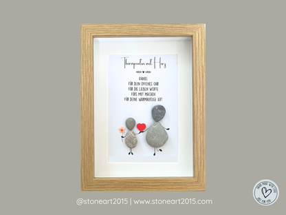 Handgemachtes Steinbild Therapeutin mit Herz – Geschenk für psychologische Berufe und Helfer:innen