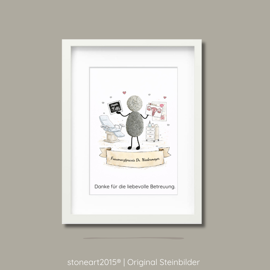 Handgemachtes Steinbild aus Naturkieseln als Dankeschön für Frauenarztpraxis / Gynäkologie