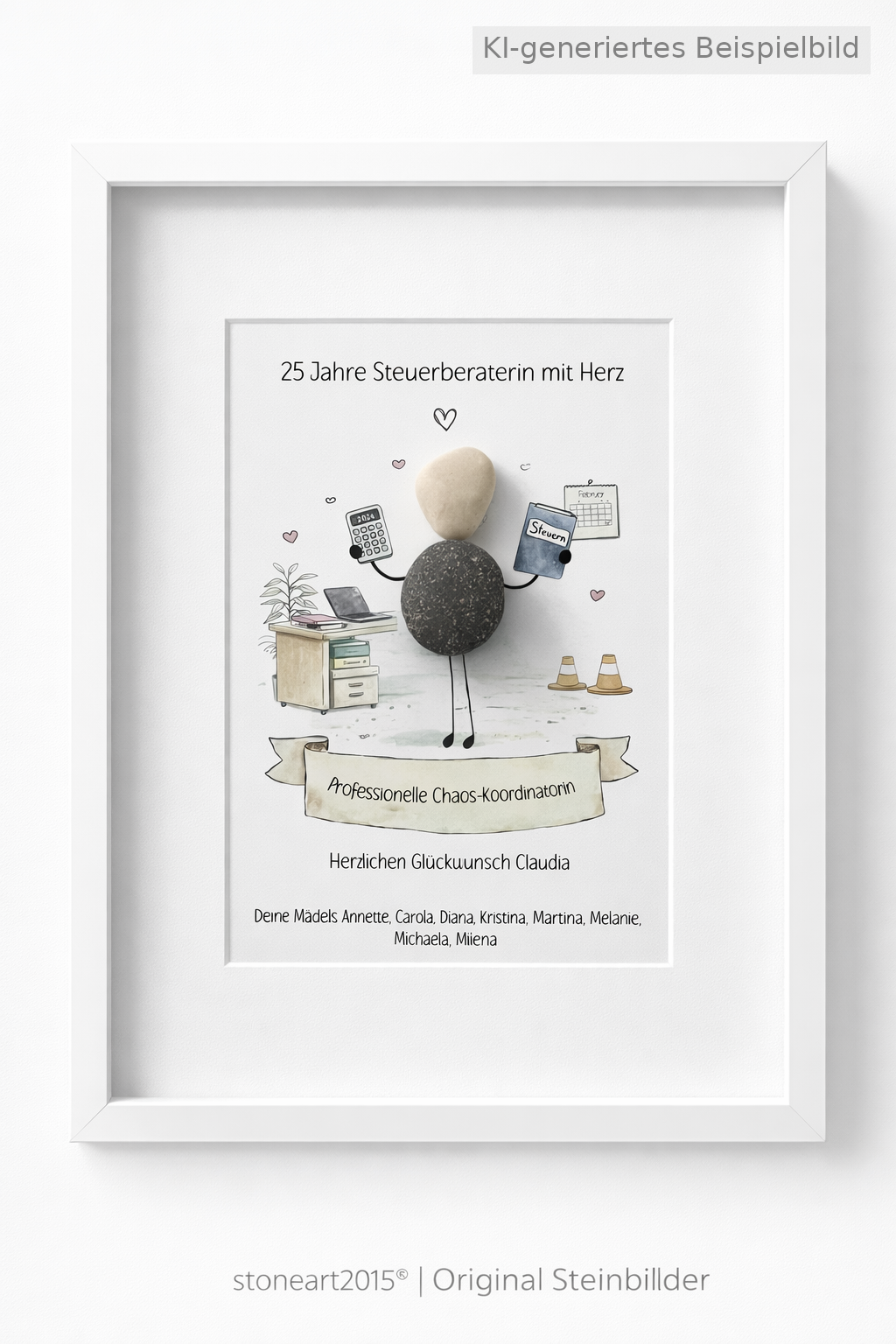 Kieselsteinbild Steuerkanzlei - Geschenk zur Praxiseroeffnung, handgemachtes Steinbild