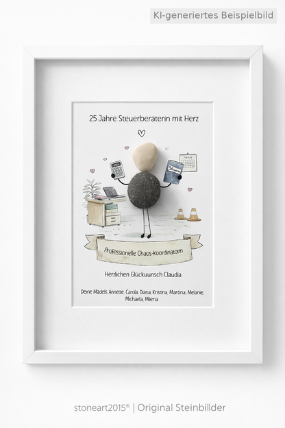 Kieselsteinbild Steuerkanzlei - Geschenk zur Praxiseroeffnung, handgemachtes Steinbild