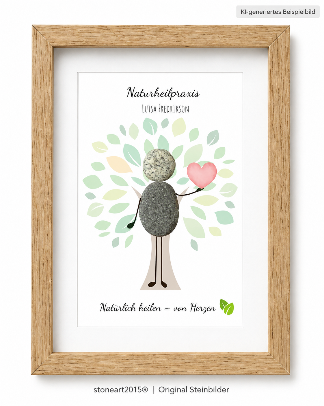 Handgefertigtes Kieselsteinbild als Geschenk für Heilpraktiker aus Naturkieseln – StoneArt2015
