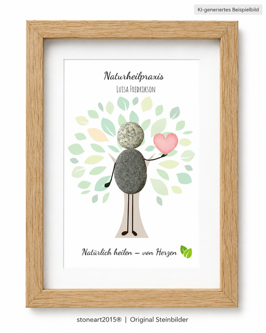 Handgefertigtes Kieselsteinbild als Geschenk für Heilpraktiker aus Naturkieseln – StoneArt2015
