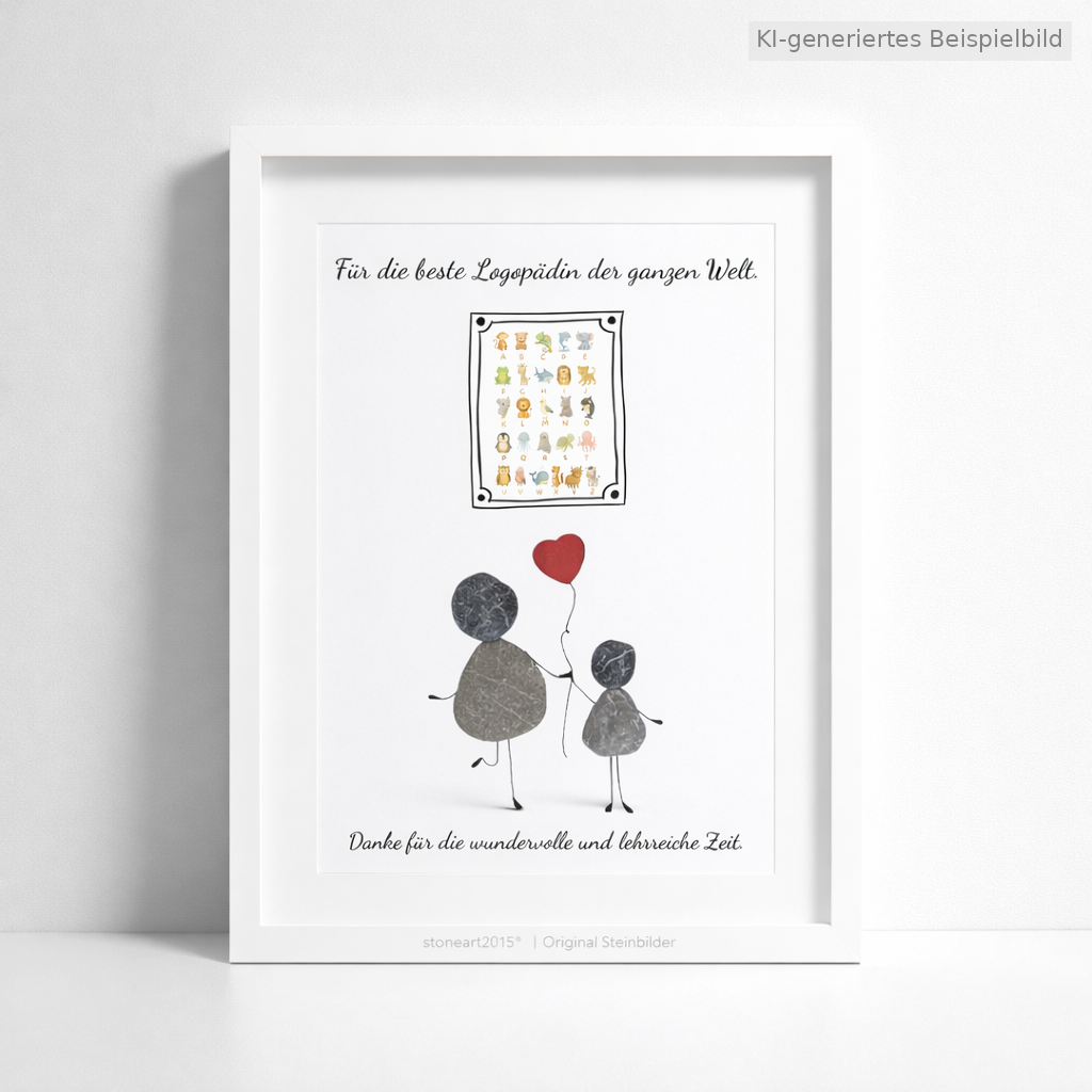 Kieselsteinbild Für die beste Logopädin der ganzen Welt – Geschenk für die beste Logopädin, handgemachtes Steinbild