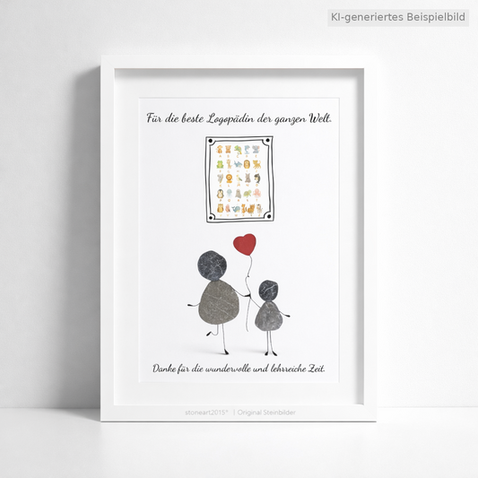 Kieselsteinbild Für die beste Logopädin der ganzen Welt – Geschenk für die beste Logopädin, handgemachtes Steinbild