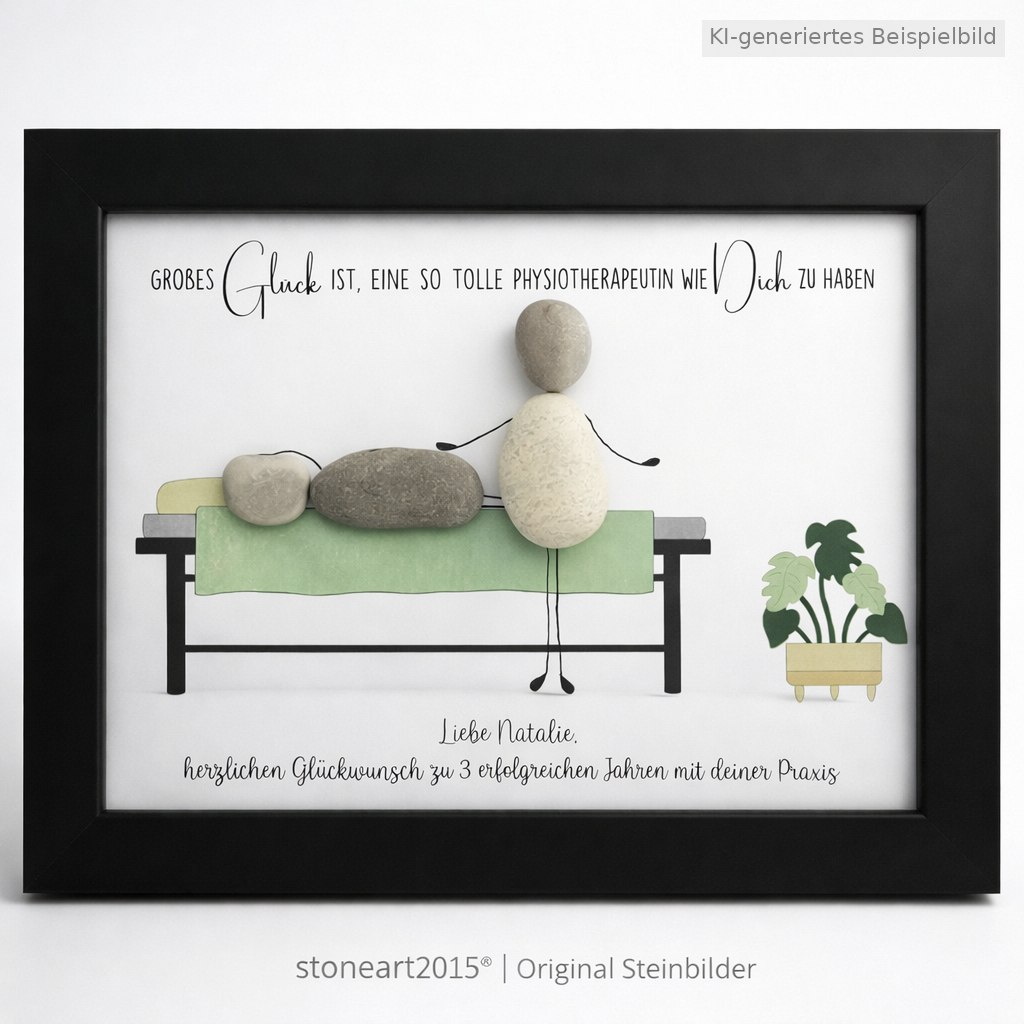 Kieselsteinbild Glück ist eine so tolle Physiotherapeutin – Geschenk zum Physiotherapie-Praxisjubiläum, handgemachtes Steinbild