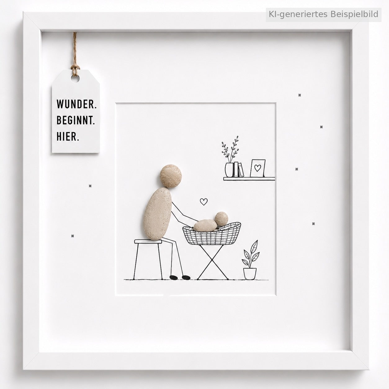 Kieselsteinbild Wunder. Beginnt. Hier. – Geschenk für Hebamme, handgemachtes Steinbild