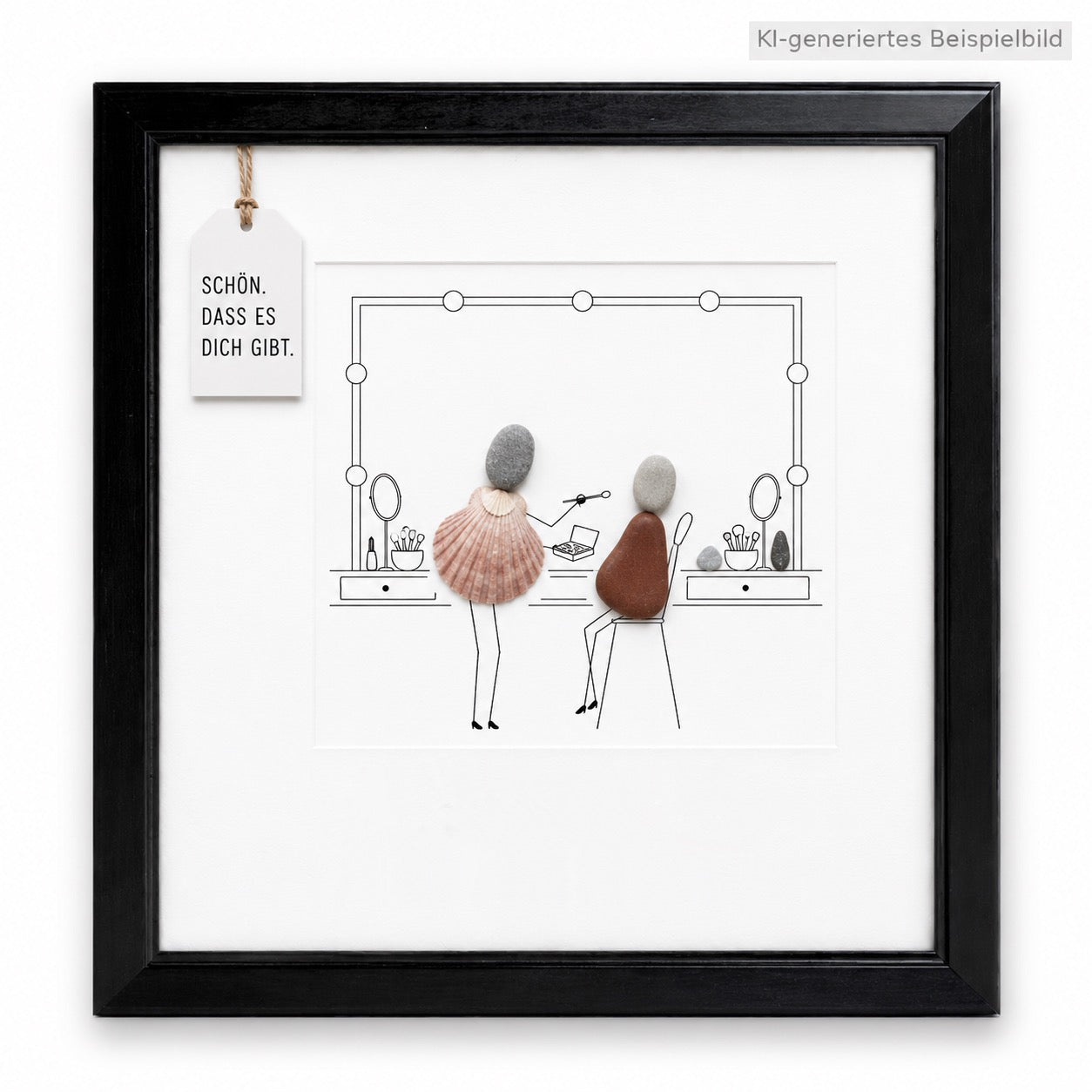 Kieselsteinbild Schön. Dass es dich gibt. – Geschenk für Kosmetikerin, handgemachtes Steinbild