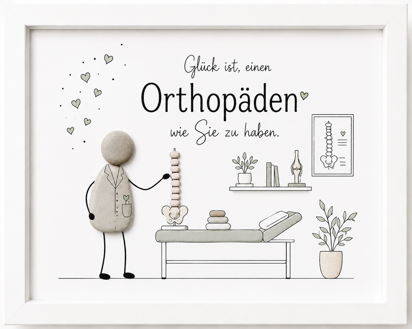 Kieselsteinbild Glück ist, einen Orthopäden wie Sie zu haben – Dankeschön für Orthopäden, handgemachtes Steinbild